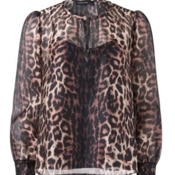 Marc Cain NWT Blouse Leopard Print with Black Camisole Under Layer  6 - Picture 1 of 7